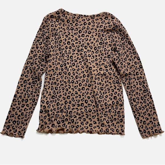 H&M Girl’s Leopard Print Long Sleeve Ruffle Top - 6-7Y - Picture 2 of 8